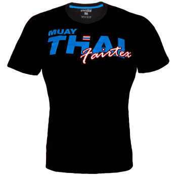 Fairtex TST178 T-Shirt Muay Thai Boxing Cotton Training Casual Black-Blue Free Shipping