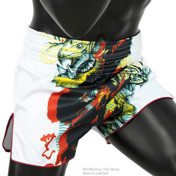 Fairtex BS1908 Muay Thai Boxing Shorts "White " Gray Free Shipping