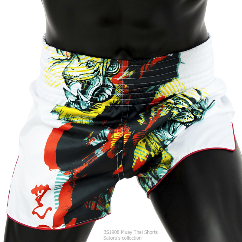 Fairtex BS1908 Muay Thai Boxing Shorts "White " Gray Free Shipping