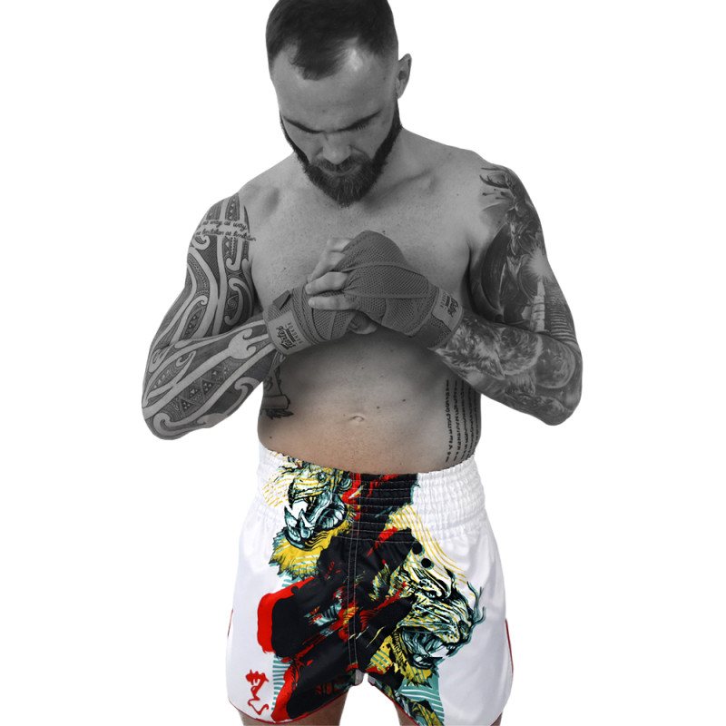 Fairtex BS1908 Muay Thai Boxing Shorts "White " Gray Free Shipping