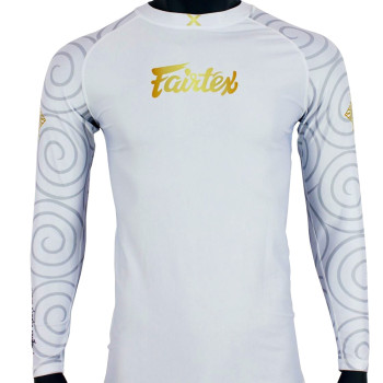 Fairtex RG7 Rashguard MMA BJJ Long Sleeves "Hanuman" White