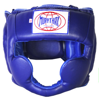 "Muay Thai" Head Guard Headgear Boxing Blue