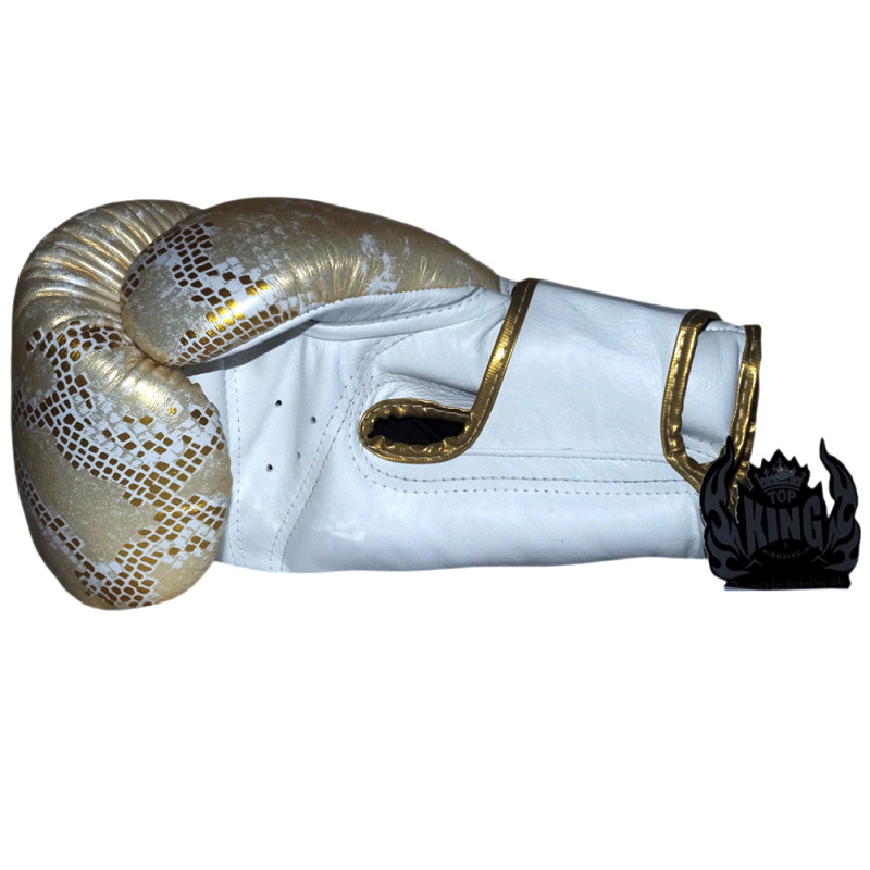 TKB TopKing Boxing Gloves "Snake" Gold (White)