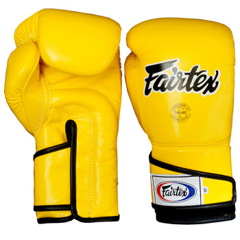 Fairtex BGV6 Boxing Gloves "Stylish Angular Sparring" Full Wrist Closure Yellow