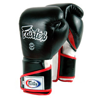 Fairtex BGV6 Boxing Gloves "Stylish Angular Sparring" Full Wrist Closure Black-Red-White