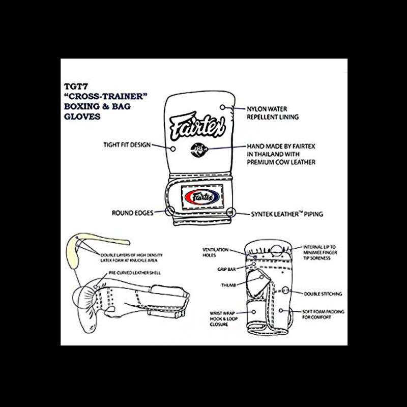 Fairtex TGO3 Bag Gloves "Super Sparring" Muay Thai Boxing Semi Thumb Blue