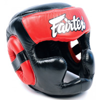 Fairtex HG13 Boxing Headgear Head Guard "Diagonal Vision Sparring" Black-Red
