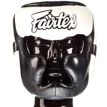 Fairtex HG13 Boxing Headgear Head Guard "Diagonal Vision Sparring" Black-White