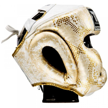TKB TopKing "Snake" Boxing Headgear Head Guard Gold (White)