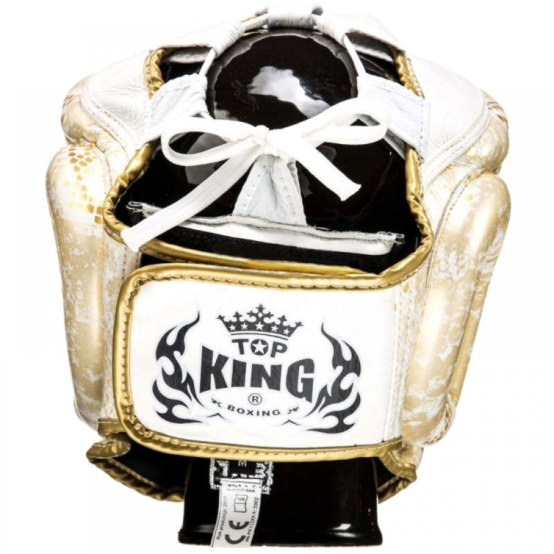 TKB TopKing "Snake" Boxing Headgear Head Guard Gold (White)